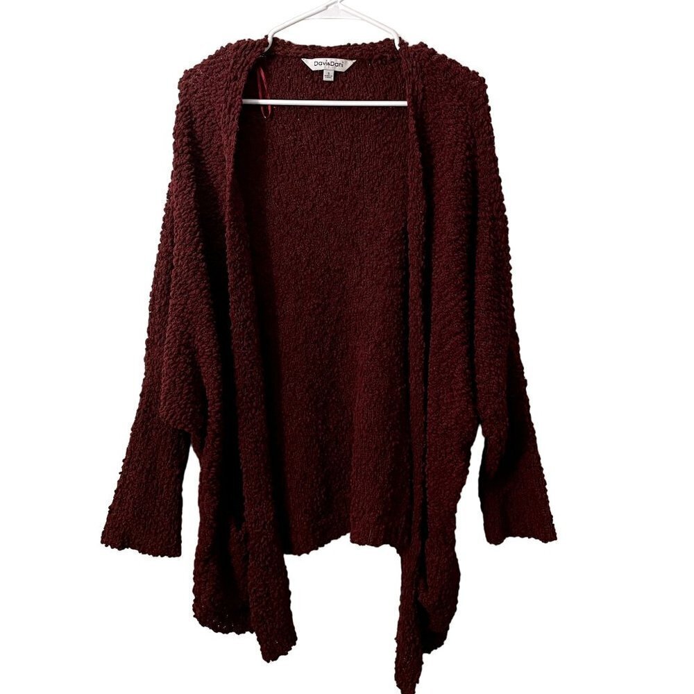 Davis & Dani red deep coral cardigan pockets comfortable winter warm casual